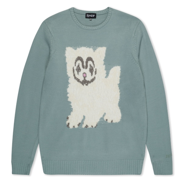 ripndip Pet Me Im Cute Knit Sweater (Heather Sage Grey)