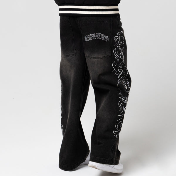 Ripndip Pretty Flacko Extra Wide Leg Pants (Black Vintage Wash Denim)