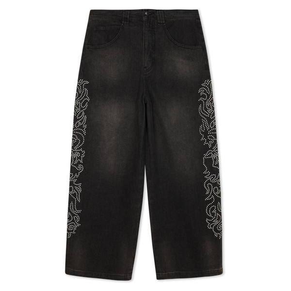 Ripndip Pretty Flacko Extra Wide Leg Pants (Black Vintage Wash Denim)