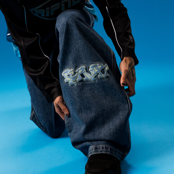 Ripndip Ace Ultra Wide Leg Pants (Medium Wash)