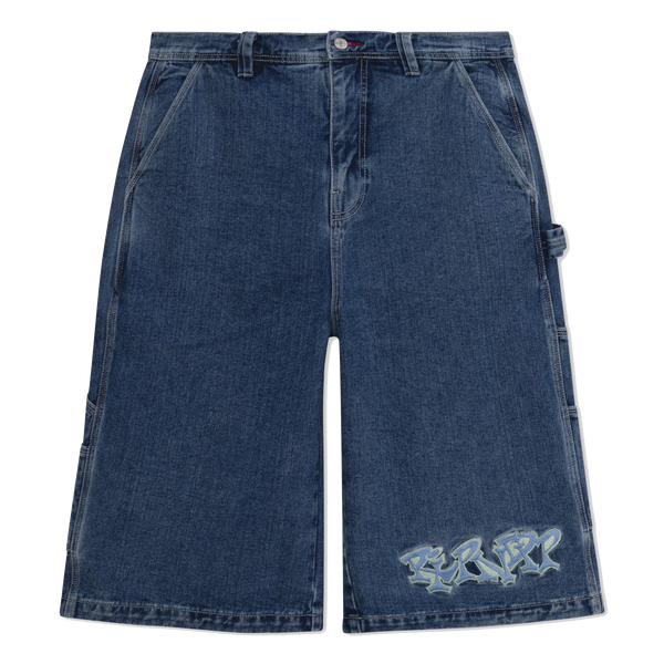 ripndip Ace Ultra Wide Leg Shorts (Medium Wash)