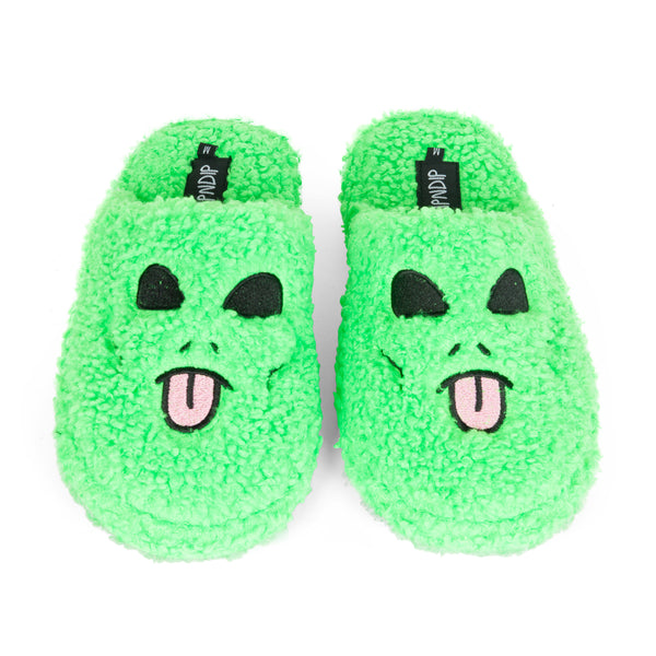 Ripndip Alien Face Fuzzy House Slippers (Green)