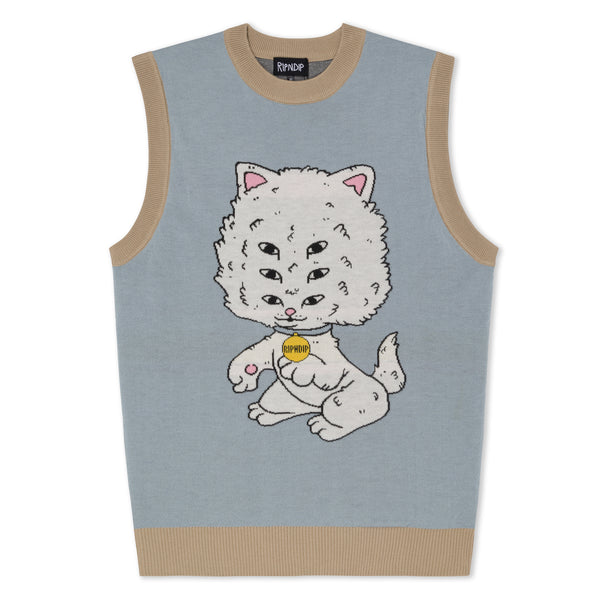 ripndip Big Head Knit Sweater Vest (Light Slate)