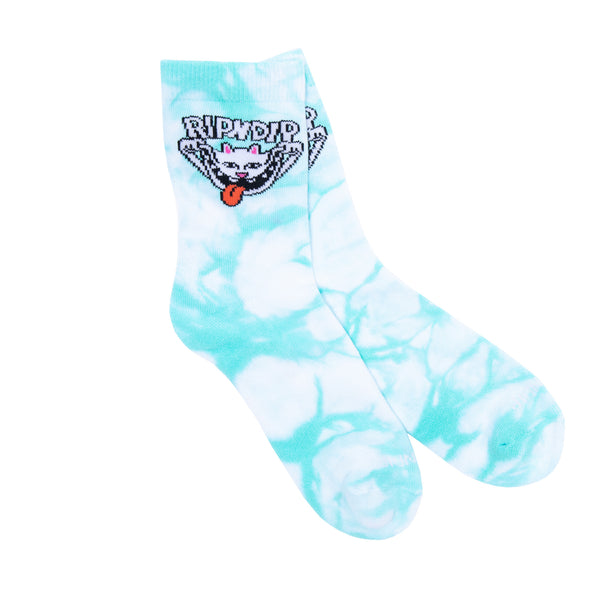 Ripndip Big Smile Socks (Aqua Tie Dye)
