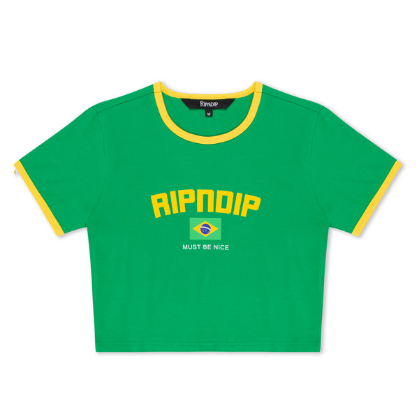 Ripndip Brazil Cropped Ringer Tee (Green/Yellow)