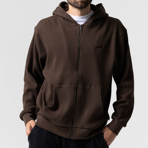 Ripndip Castanza Waffle Knit Zip Up Hoodie (Brown)