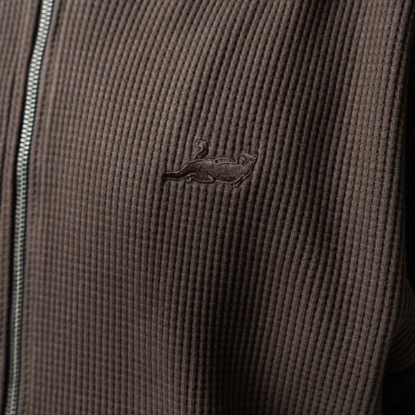 Ripndip Castanza Waffle Knit Zip Up Hoodie (Brown)