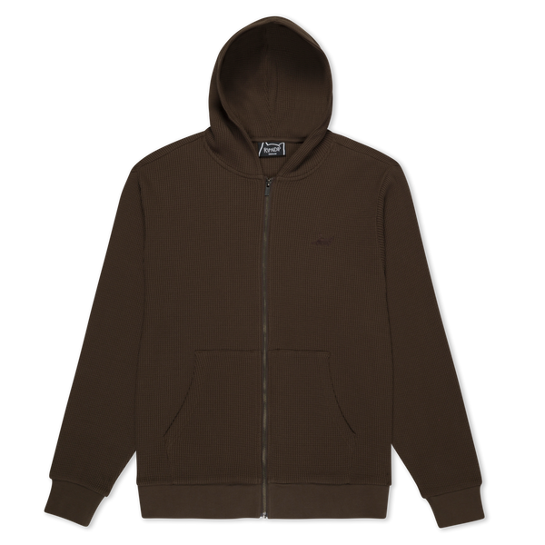 ripndip Castanza Waffle Knit Zip Up Hoodie (Brown)