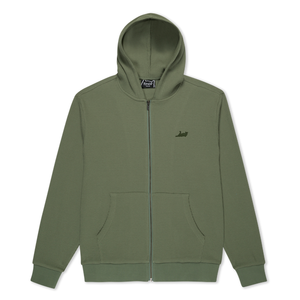 ripndip Castanza Waffle Knit Zip Up Hoodie (Olive)