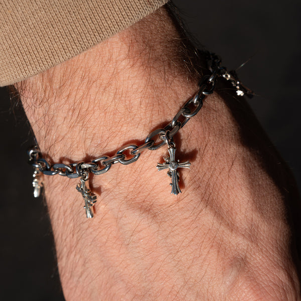 Ripndip Charm Cross Bracelet (Silver)