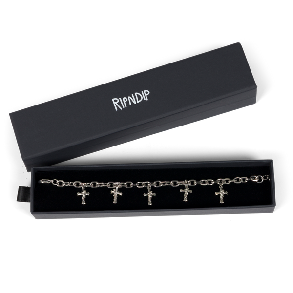 Ripndip Charm Cross Bracelet (Silver)