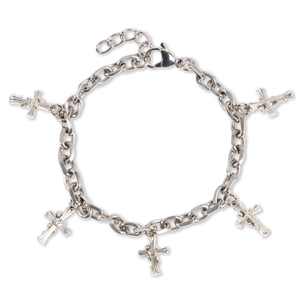 Ripndip Charm Cross Bracelet (Silver)