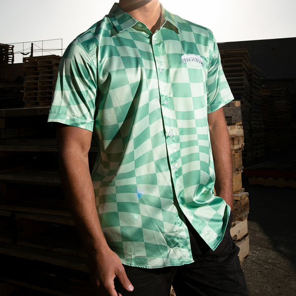Ripndip Checked Short Sleeve Button Up (Olive/Pine)