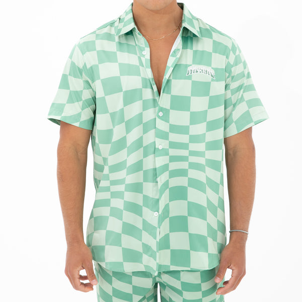 Ripndip Checked Short Sleeve Button Up (Olive/Pine)