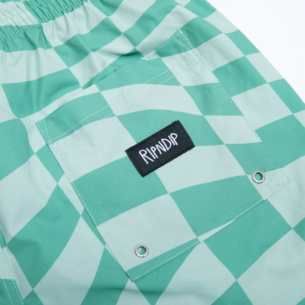 Ripndip Checked Swim Shorts (Olive/Pine)