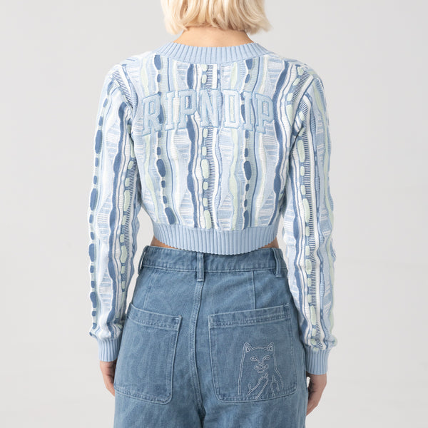 Ripndip Corded Knit Cropped Long Sleeve (Light Blue)