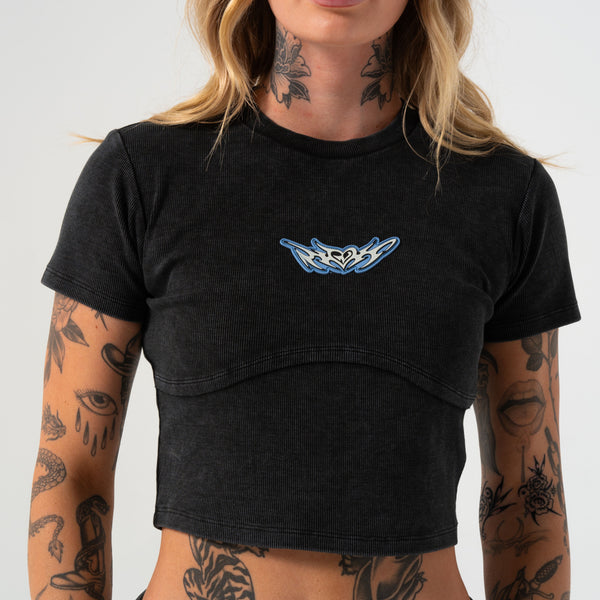 Ripndip DND Cropped Baby Tee (Black Vintage)