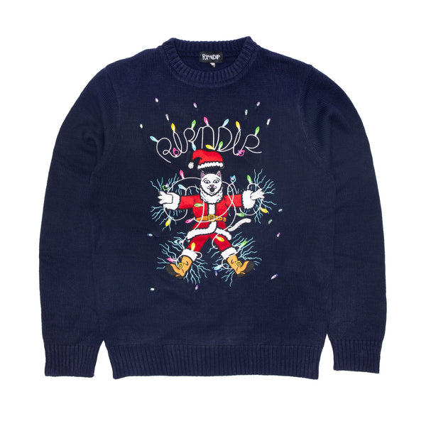 Ripndip Electrifying Santa Light Up Sweater (Navy)