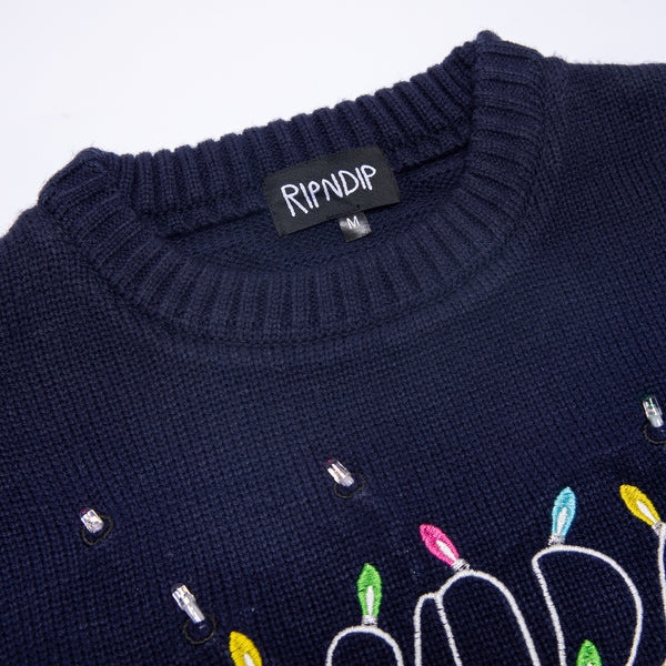 Ripndip Electrifying Santa Light Up Sweater (Navy)