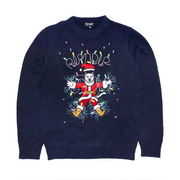 ripndip Electrifying Santa Light Up Sweater (Navy)