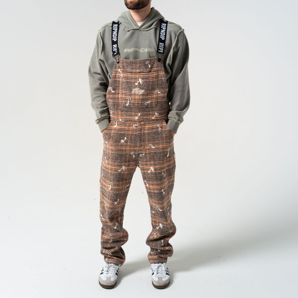 Ripndip Euphoria Plaid Overalls (Brown Plaid)