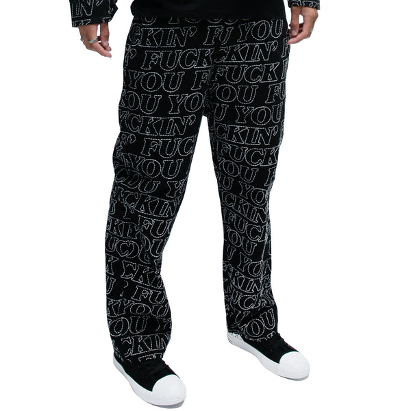 Ripndip Fuckin Fuck Quilted Wide Leg Pants (Black)