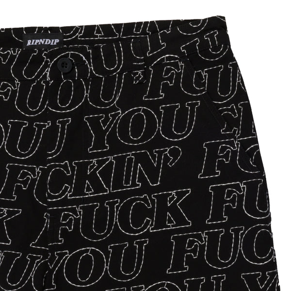 Ripndip Fuckin Fuck Quilted Wide Leg Pants (Black)