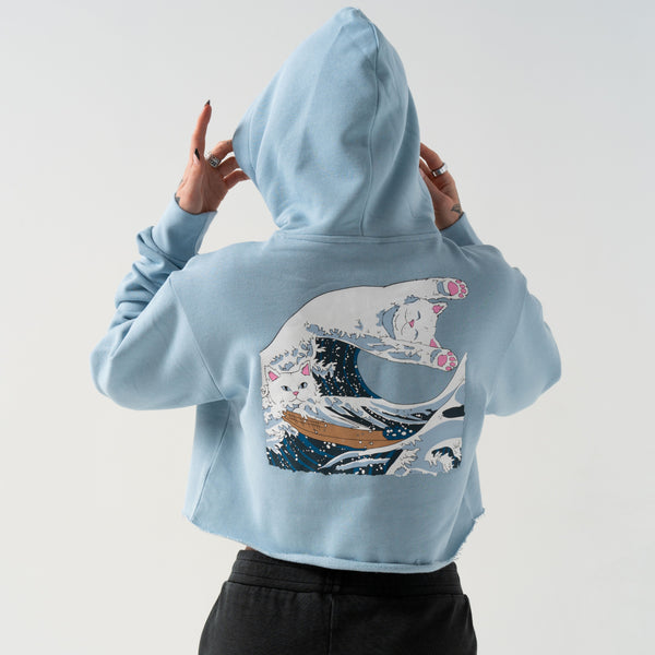 Ripndip Great Wave Cropped Hoodie (Powder Blue)