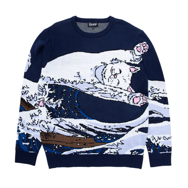 ripndip Great Wave Sweater (Navy)