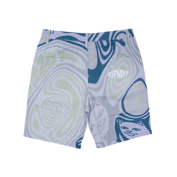 Ripndip Hypnotic Twill Shorts (Grey/Lavender/Neon)