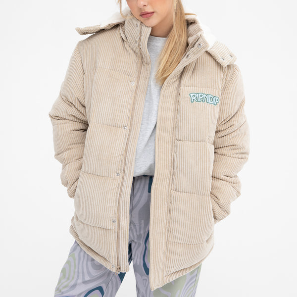 Ripndip Intertwined Corduroy Puffer Jacket (Khaki)