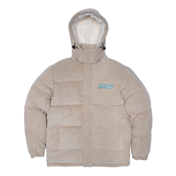 ripndip Intertwined Corduroy Puffer Jacket (Khaki)