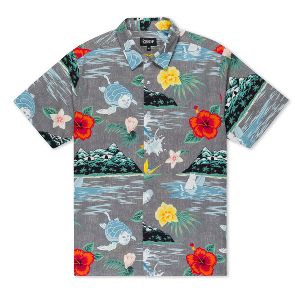 ripndip Islanders Button Up Shirt (Charcoal)