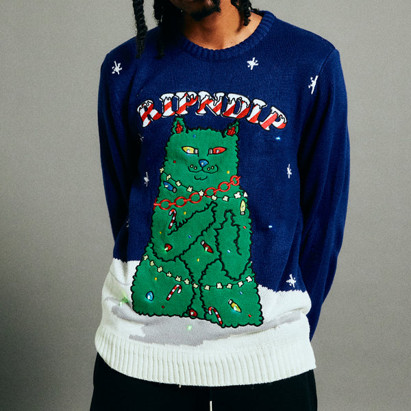 Ripndip Litmas Tree Light Up Knit Sweater (Navy)