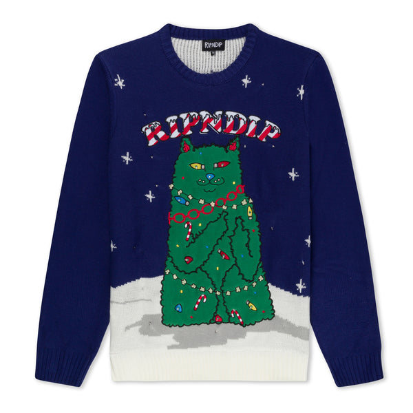 ripndip Litmas Tree Light Up Knit Sweater (Navy)