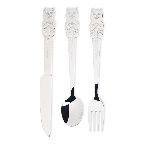 Ripndip Lord Nermal 3 PC Cutlery Set (Silver)