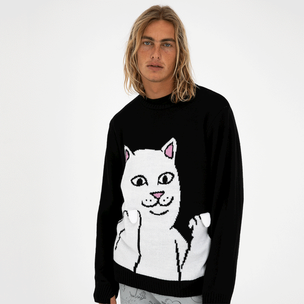 Ripndip Lord Nermal Flippy Knitty Sweater (Black)