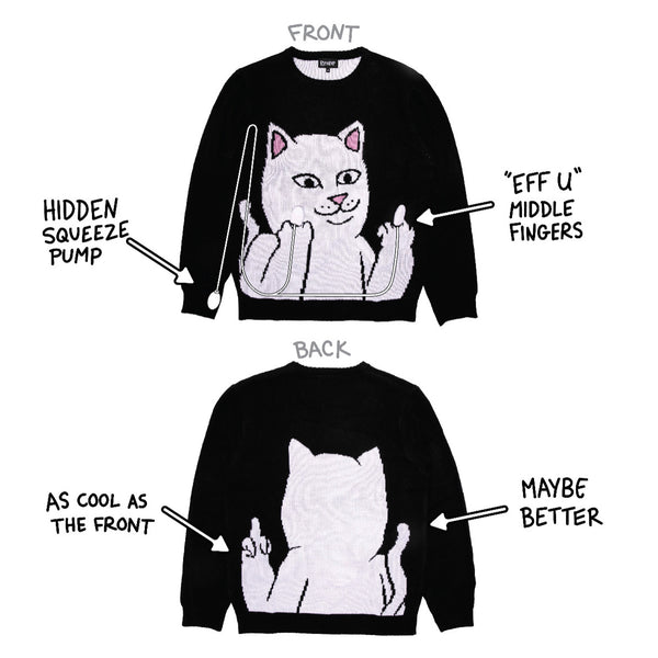 Ripndip Lord Nermal Flippy Knitty Sweater (Black)