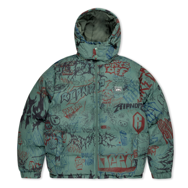 ripndip Marker Puffer Jacket (Olive)
