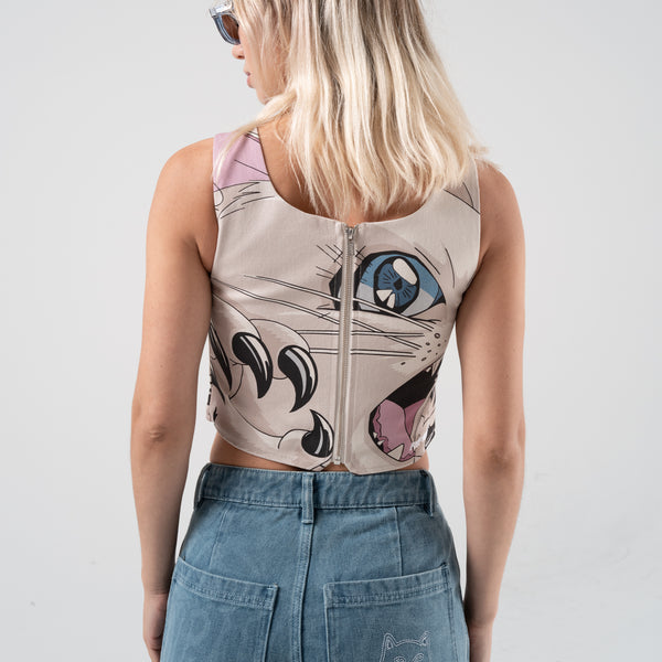 Ripndip Metal Claw Corset Top (Bone)