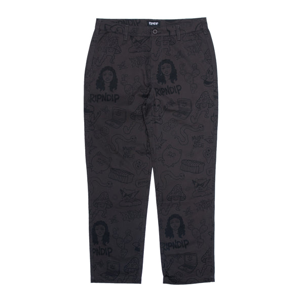 Ripndip Nerm Doodle Cotton Twill Pants (Chocolate)