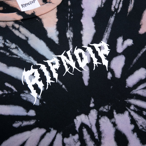 Ripndip Nikola Crop Tee (Black/Peach/Purple Tie Dye)