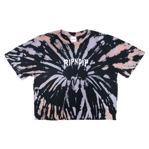 ripndip Nikola Crop Tee (Black/Peach/Purple Tie Dye)