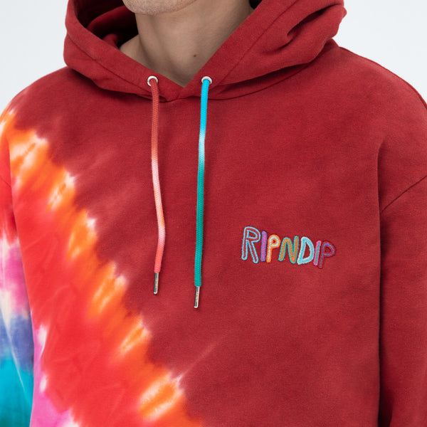 Ripndip OG Prisma Embroidered Hoodie (Red Tie Dye)