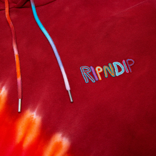 Ripndip OG Prisma Embroidered Hoodie (Red Tie Dye)