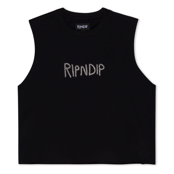 ripndip OG RIPNDIP Cropped Rhinestone Tank (Black)