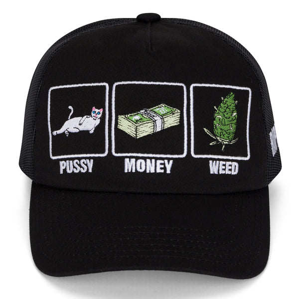 Ripndip Pussy Money Weed Trucker Hat (Black)