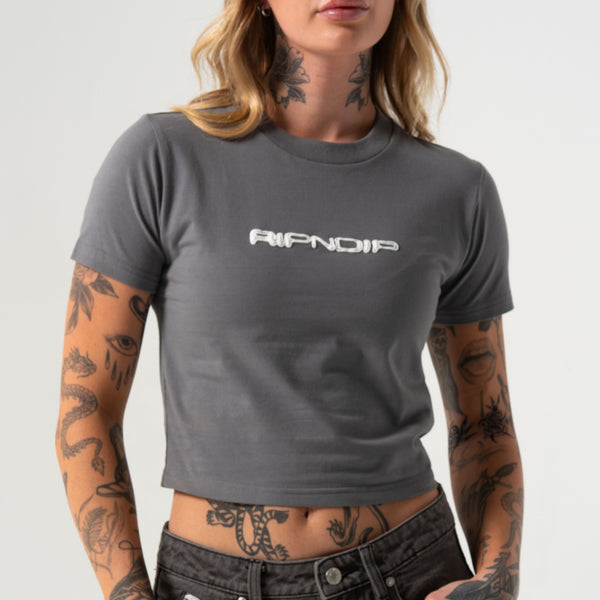 Ripndip Saturn Cropped Baby Tee (Charcoal)