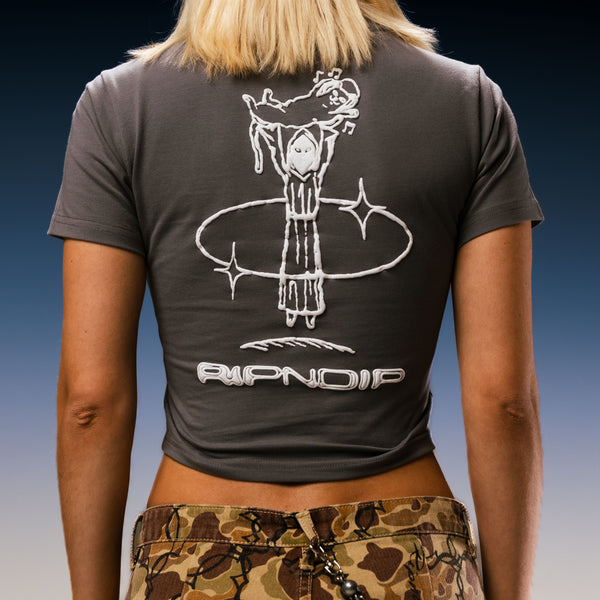 Ripndip Saturn Cropped Baby Tee (Charcoal)