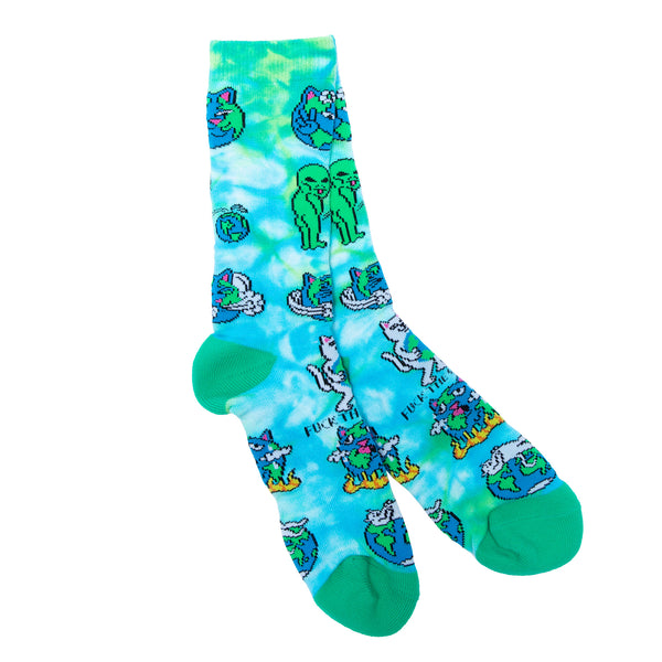 Ripndip Save The World Socks (Blue Tie Dye)